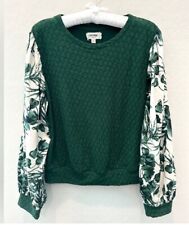 Porridge By Anthropologie Green Pullover Textured Sweatshirt Women's Medium