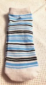 Boy's Children's Kid's No Show Striped Socks Blue Black White - Picture 1 of 4