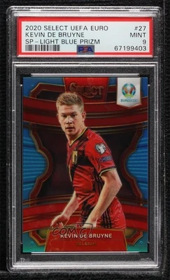 2020 Select UEFA Euro Preview Light Blue Prizm /175 Kevin de Bruyne PSA 9 MINT - Image 1 of 2