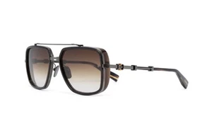 Gafas de sol Balmain OFFICIER BPS-108C-58 negras/marrones cuadradas marrones lentes degradadas - Imagen 1 de 3