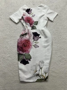 ASOS Blumenkleid Gr. 4 Petite Scuba figurbetont Plissee Büro Party Cocktail - Bild 1 von 12