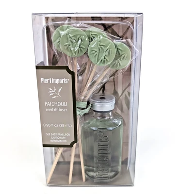 RARE New Pier 1 Imports Reed Diffuser Patchouli Fragrance .95 fl oz Glass Bottle - Image 1 of 4