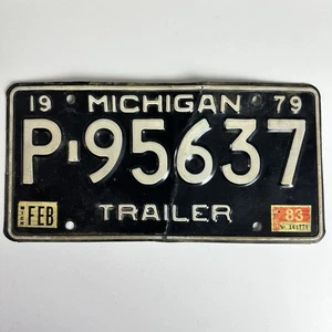 Adesivo targa rimorchio Michigan P-95637 1979 vintage FEB 83 - Foto 1 di 2