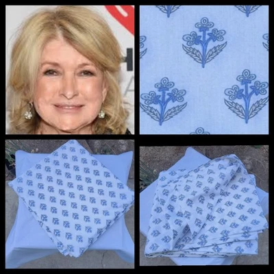 Sábana bajera plana Queen Martha Stewart floral azul blanco amarillo Foto 1 de 4