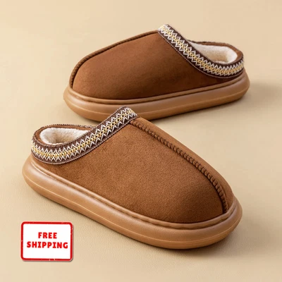 男式抓绒衬里拖鞋温暖冬季舒适毛绒家居鞋防滑室内 — 第 1/4 张图片