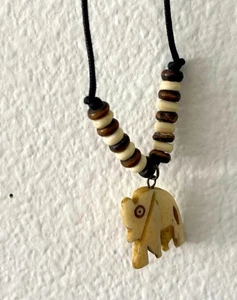 Fashion, jewelry, lucky, elephant, bamboo wooden charm with leather necklace - Picture 1 of 5