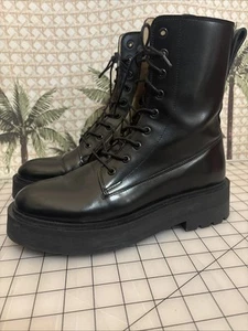 & Other Stories Schnürstiefel Gloss Black Combat Boots Damen US 9,5 EU 40 TOP! - Bild 1 von 20