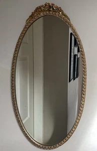 Atsonea Oval Wall Mirror Cast Gold Frame Baroque Rococo Filigree Vintage  26” T - Picture 1 of 14