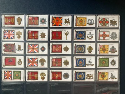 cigarette cards regimental standards & cap badges 1928 full set - Image 1 of 4