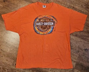 Harley-Davidson Orange Tie Die Starburst T-Shirt 3XL Mountain Creek Georgia - Picture 1 of 15
