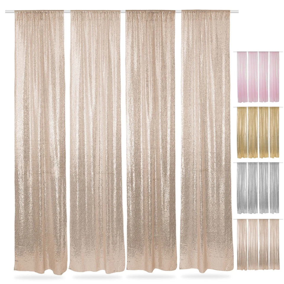 4pk Sequin Photography Backdrop Curtains, 2x8 ft Glitter Photo Booth Background - Image 1 of 1