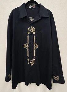 Royal Prestige Men’s Embroidered Shirt XL Black Gold Western Cowboy Rancher - Picture 1 of 9