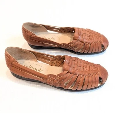 SOFTSPOTS Woven Leather Huarache Flats Sandals  Size 7 - image 1 of 4