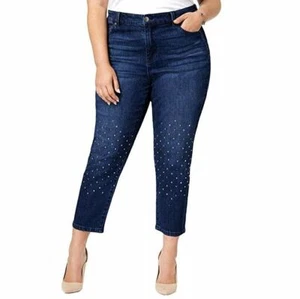 Celebrity Pink Womens 20 Dark Wash Denim Studded Front Straight leg Jeans NEW - Picture 1 of 10