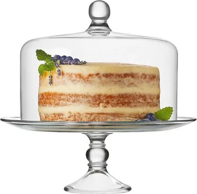 Glass cake stand, elegant curved footed glass cake stand - Imagem 1 de 4