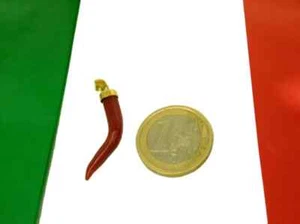Ciondolo Grande in Corallo Corno Charm Pendente di Argento e PL ORo uomo donna - Foto 1 di 3