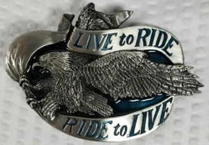 Bergamont Brass Works 1981 Metal Belt Buckle Eagle Live to Ride Ride to Live - Picture 1 of 8
