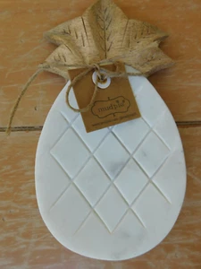 Pineapple White Marble w/ Wood Spoon Rest by Mud Pie New w/ tags Free Shipping - Picture 1 of 5