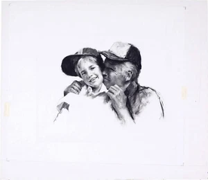 Len Thurston "Twilight Child" original gouache illustration font White Silver - Picture 1 of 3
