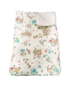 Vintage Baby Quilted Zip Sleeping Bag Bears Bubble Flowers 31x19 inch, Ivory - Picture 1 of 10