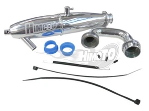 81084 MARMITTA CROMATA + COLLETTORE COMPLETA 1:8 ALUMINUM EXHAUST PIPE HIMOTO - Foto 1 di 1