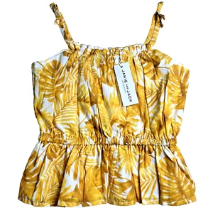 Janie and Jack Girls Tank Top Palm Peplum Summer Apricot Palm Tree Size 8 - Picture 1 of 6