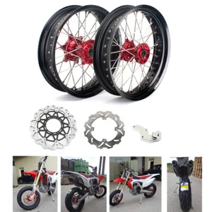 17" Supermoto Ruote Cerchi per Honda CR 125 CR250 02-07 CRF250R CRF450R 02-12 - Foto 1 di 10