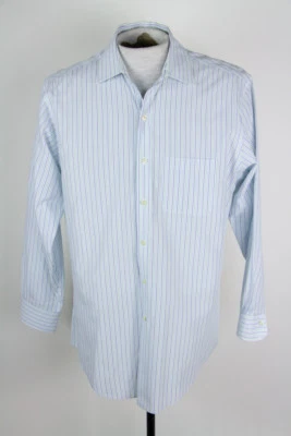 Brooks Brothers Slim Fit Mens 16 x 33 Blue Green White Non Iron Stripe LS Shirt - Image 1 of 4