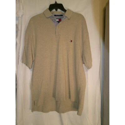 Camisa polo masculina casual manga curta bege clássica Tommy Hilfiger - Imagem 1 de 3