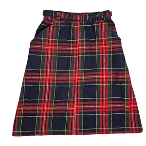 Girls 7 Vintage Young Timers New York Red Christmas Plaid Long Skirt Wool? USA - Picture 1 of 8