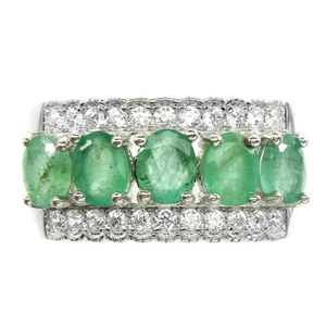 925 Sterling Silver Ring Oval Emerald 5x4mm Simulated Cz Gemstone Jewelry Size 8 - Picture 1 of 10