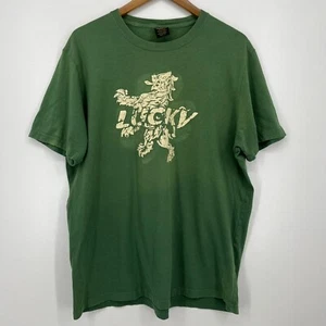 Lucky Brand T-Shirt Men's XL Green Tiger Vtg Y2K Short Sleeve Crew Neck Cotton - Picture 1 of 9