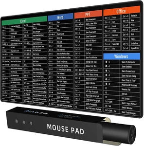 Large Mouse Pad Desk Mat with Excel Shortcuts Cheat Sheet, Anti-Slip Keyboard Pa - Picture 1 of 12