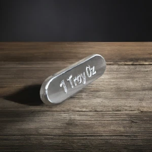 1 Troy Oz Round Ends Silver Bar - 999fs Handmade Solid Silver Investment Bar for - Picture 1 of 5