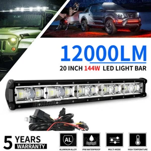 Amber 20" LED Work Light Bar Flood Spot Combo Fog Offroad Driving Truck & wire - Picture 1 of 9