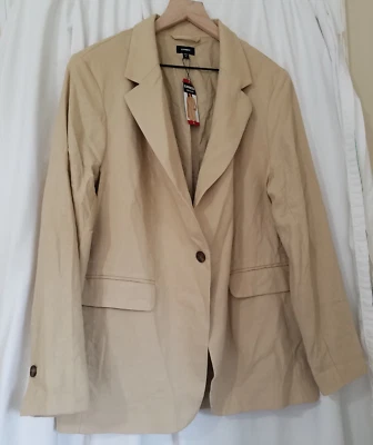 Blazer Express de Lino para Mujer Un Botón Mezcla de Lino Informal - Talla XL - Crema - Nuevo con Etiquetas Foto 1 de 4