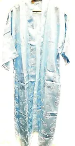 Nuevo bata de baño larga y suave diseño dragón azul claro kimono 48" como seda talla L - Imagen 1 de 6