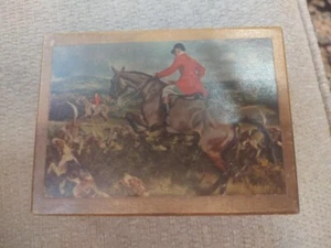 Vintage Hickok Hunting Scene Wood Trinket Box - Picture 1 of 6