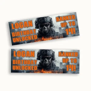 Personalised Gamer Birthday Banner Military Style Party Decor - Picture 1 of 9