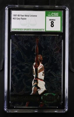 1997-98 Fleer Metal Universe #63 GARY PAYTON HOF / Seattle Supersonics / CSG 8 - Image 1 of 2