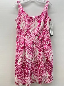 Perception New York Women's Size 10 Midi Sundress Pink/White Floral Fit Flare - Picture 1 of 8