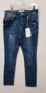 Dear John BLAIRE STRAIGHT Mid-rise Medium Wash Distressed Jeans Women's 27 NWT - Picture 1 of 12