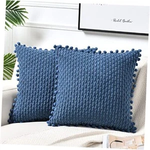 Set of 2 Decorative Throw Pillow Covers 18x18 Inch 18 x 18-Inch Dusty Blue - Picture 1 of 8