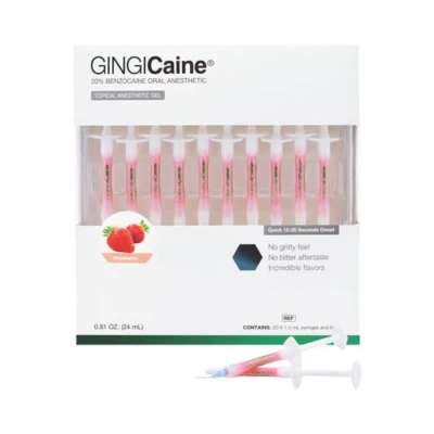 GINGI-PAK PHARMACEUTICAL Gingi-Pak 20118S Gingicaine Topical Gel Syringe Kit Strawberry 20/Pk 1.2 mL