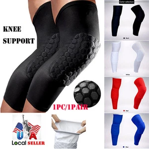 Rodillera protectora de piernas de baloncesto hasta la rodilla a prueba de choques antideslizante manga de panal - Imagen 1 de 15