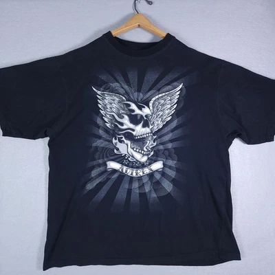 Camisa Avirex Para Hombres 2XL Negra Alas Calavera Gráfico Adornado Y2K Grunge Años 2000 Foto 1 de 4