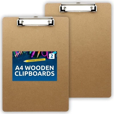 2-50PK Clipboard A4 Wooden Hardboard Holder Writing Wood Board For Office School - Image 1 of 4