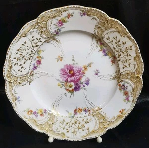 KPM Berlin Teller flach Potsdamer Stadtschloss Blumenmalerei 1912, 720 - Bild 1 von 9