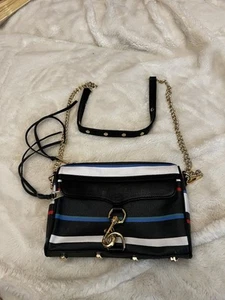 Rebecca Minkoff Mini MAC Umhängetasche schwarz Regenbogen Leder Nieten Hardware - Bild 1 von 9