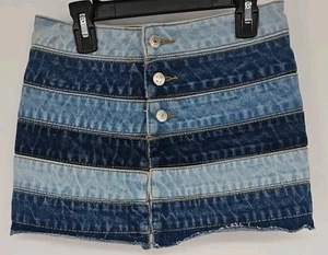 Edikted Women's Belted Denim Micro Skirt XS NWT Panelled Patchwork Y2K Skirt - Picture 1 of 8